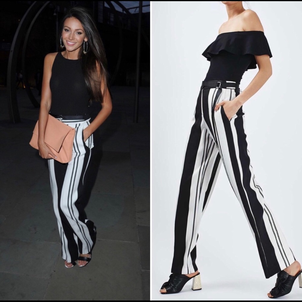 Topshop black and white striped pants